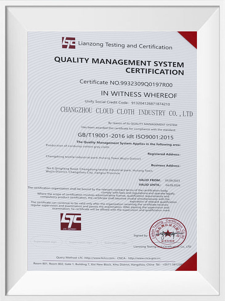 Quality management system certificate-EN